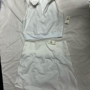aerie White Athletic Crop Tank and Skort Set